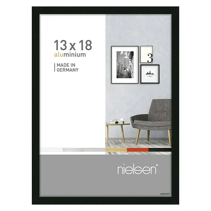 Nielsen Alurahmen Pixel - 13 x 18 cm, Schwarz - Aluminium Bilderrahmen Nielsen in Schwarz, Format 13x18 cm, ideal für Fotos und Kunstdrucke. Schlichtes Design für moderne Wohnräume.
