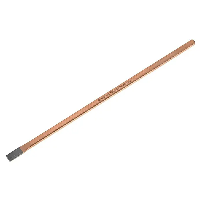 Wisent Elektrikermeißel - 250 x 8 mm, 4-Kant - Das Bild zeigt einen Stechbeitel, ein Werkzeug, das zum Bearbeiten von Holz oder Stein verwendet wird. Der Stechbeitel ist aus Metall gefertigt.