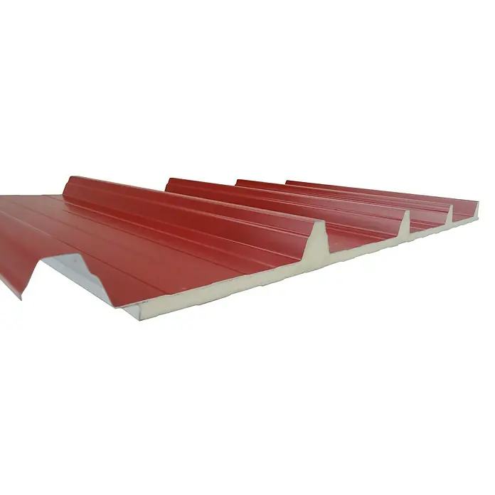 Panel de sándwich  aislante Sodipenta - 3 m x 1 m x 15 mm, Rojo - Panel sándwich aislado rojo para techos, ideal para la construcción energéticamente eficiente.