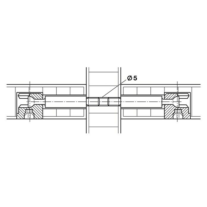 Häfele GewindehülseLänge: 15 mm, Passend für: Holzdicken 24 - 26 mm Front View