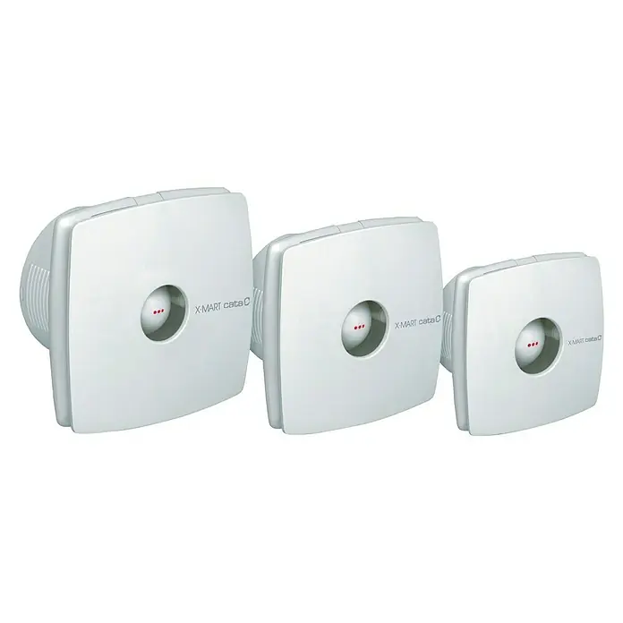 Cata Ventilador de pared de baño X-MART - Blanco, 12 cm - Tres ventiladores blancos X-MART cata C en diferentes tamaños, que ofrecen una solución de ventilación eficiente.