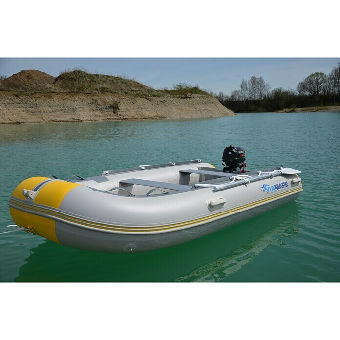 Viamare Schlauchboot 330 S AluL x B x H: 330 x 162 x 44 cm, Geeignet für: 4+1 Personen, Nutzlast: 650 kg, Gelb/Grau Unknown