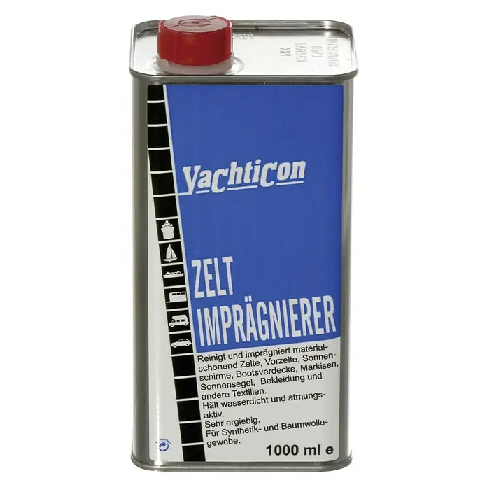 Yachticon Imprägniermittel Zelt - 1 l - Dose Yachticon Zelt Imprägnierer. Reinigt und imprägniert Zelte, Sonnenschirme, Markisen und andere Textilien. Macht wasserdicht.