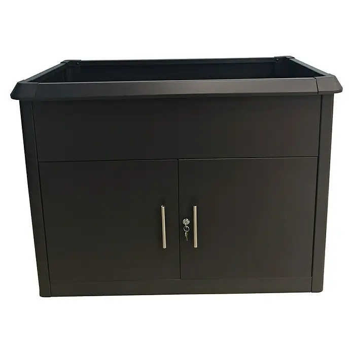 Hochbeet mit Staufach - 107 x 57 x 78 cm, Stahl, Anthrazit - Schrank mit zwei Türen und einem Schlüssel, perfekt für die sichere Aufbewahrung von Gegenständen.