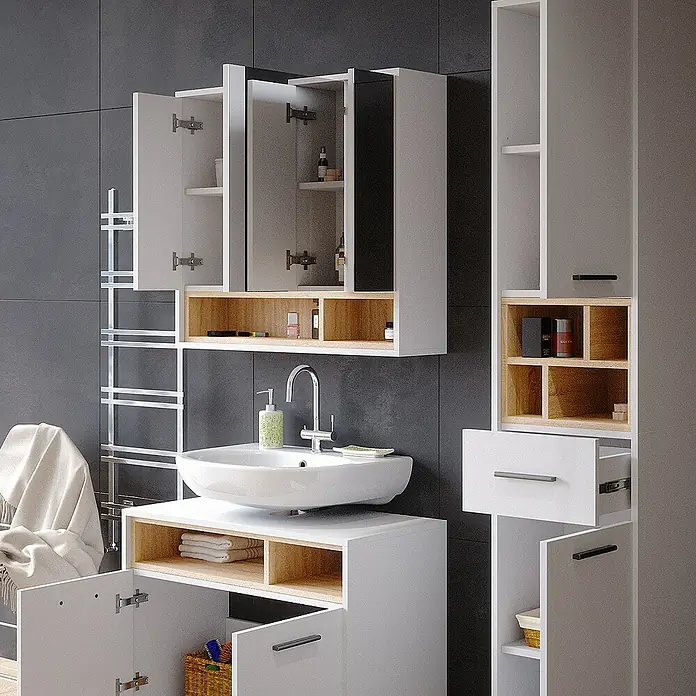 Vicco Spiegelschrank Beatrice Weiß - Sonstiges, Weiß