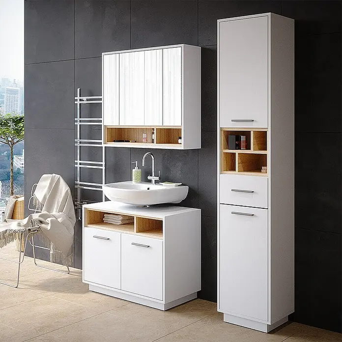 Vicco Spiegelschrank Beatrice Weiß - Sonstiges, Weiß
