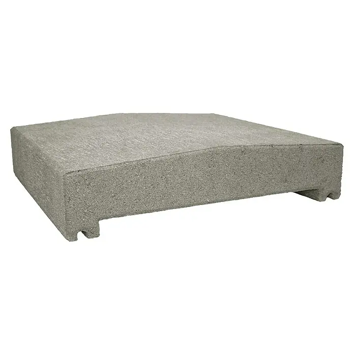 Christoph Mauerabdeckplatte R - 25 x 26 x 4,8 cm, Grau, Beton - Hier ist eine graue Terrassenfliese mit einer abgerundeten Kante. Sie ist robust und langlebig und bietet eine attraktive Optik.
