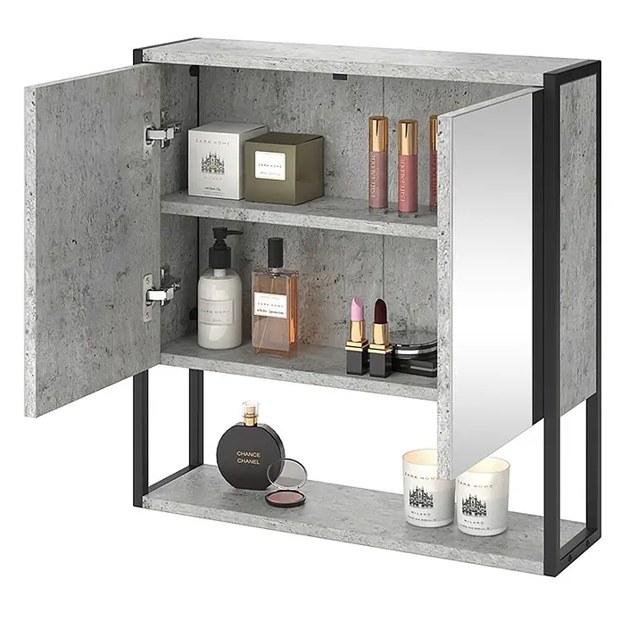 Vicco Spiegelschrank Fyrk Beton - B x H: 60 x 60,6 cm, Sonstiges, Beton