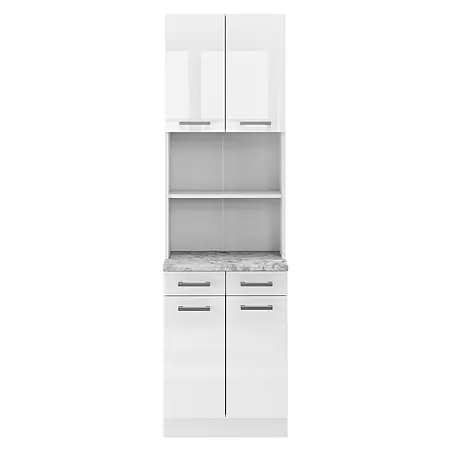 Vicco  Küchenleerblock R-Line Weiß Hochglanz, AP Marmor