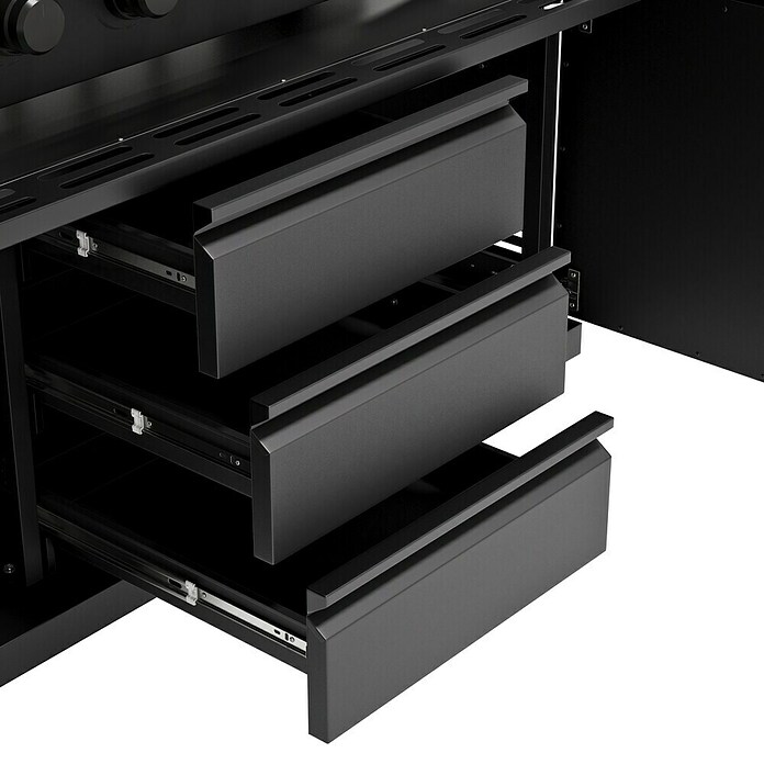 Kingstone Cube Outdoorküche 4500 (Schwarz, Material Grillfläche: Gusseisen, Anzahl Brenner: 7) | BAUHAUS