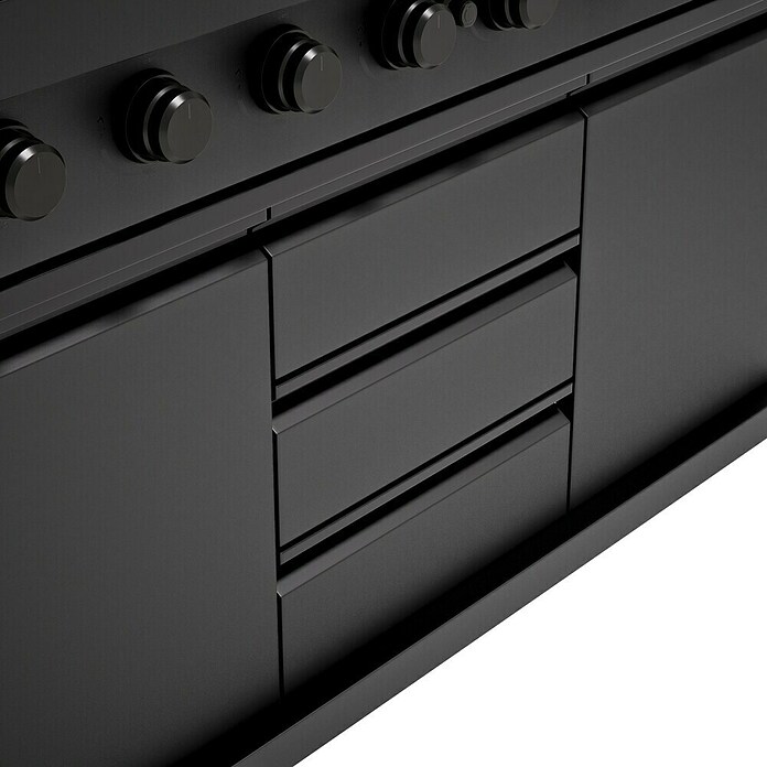 Kingstone Cube Outdoorküche 4500 (Schwarz, Material Grillfläche: Gusseisen, Anzahl Brenner: 7) | BAUHAUS
