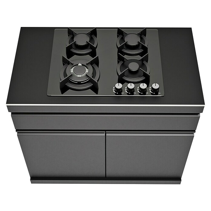 Kingstone Cube Outdoorküchen-Modul Gaskochfeld (Schwarz, B x T x H: 100 x 58 x 90 cm, Stahl, Sintered Stone) | BAUHAUS