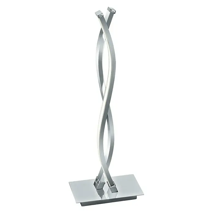 Eglo Lámpara de sobremesa LED Lasana 2 - 10 W, L x An x Al: 16 x 10 x 46 cm, Cromo, Blanco cálido - Moderna lámpara de mesa LED plateada con diseño curvo y base rectangular para una iluminación elegante de la habitación.