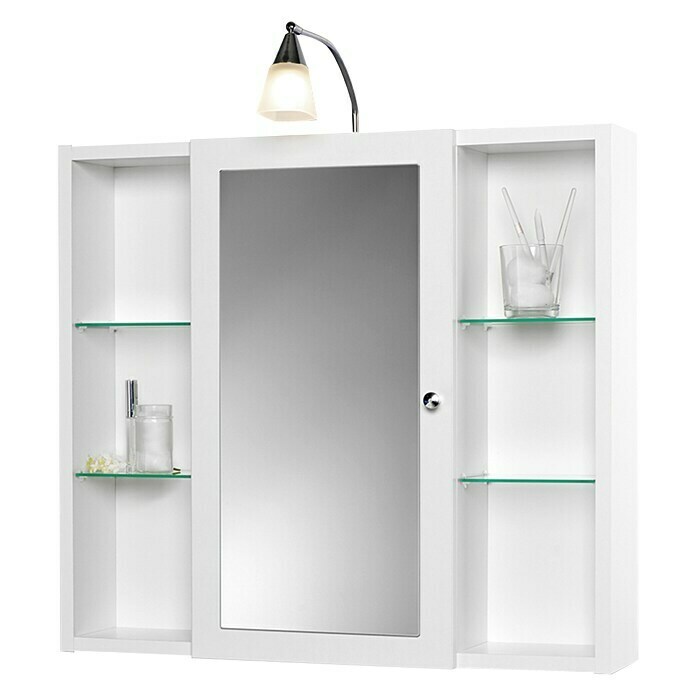 Sieper Spiegelschrank (B x H: 72 x 65 cm, Mit Beleuchtung, MDF, Weiß)
