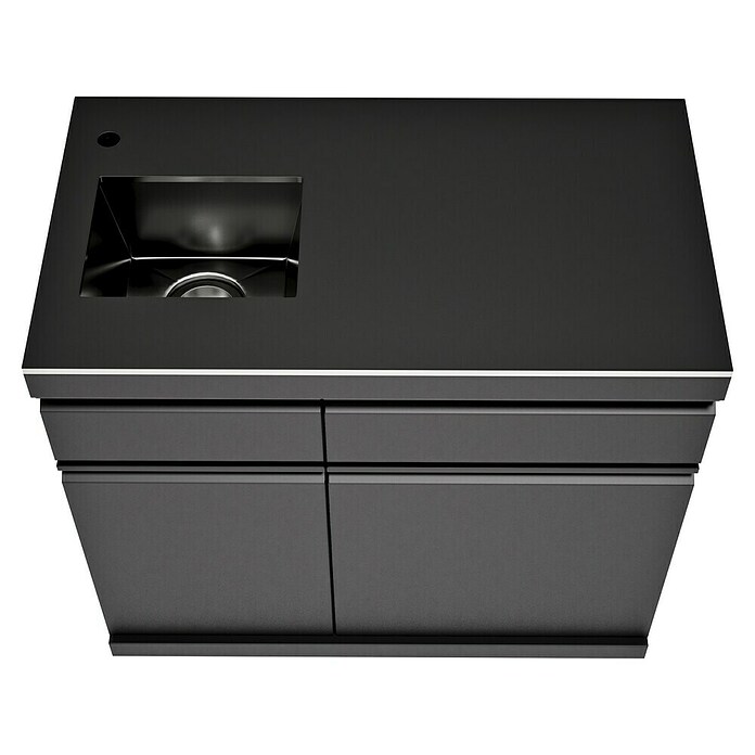 Kingstone Cube Outdoorküchen-Modul Spüle & Kühlschrank (Schwarz, B x T x H: 100 x 58 x 90 cm, Stahl, Edelstahl, Sintered Stone) | BAUHAUS