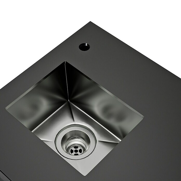 Kingstone Cube Outdoorküchen-Modul Spüle & Kühlschrank (Schwarz, B x T x H: 100 x 58 x 90 cm, Stahl, Edelstahl, Sintered Stone) | BAUHAUS