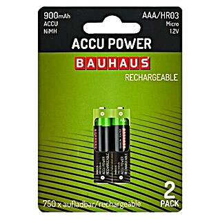 BAUHAUS Pilas recargables HR03 AAA (Micro AAA, 900 mAh, 2 ud.)