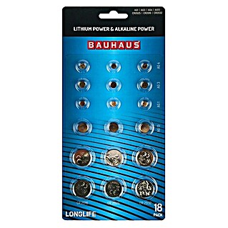 BAUHAUS Pila de botón AG1/AG3/AG4/AG13/CR2016/CR2026/CR2032 (1,5 V, 18 ud.)