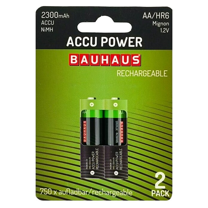 BAUHAUS Pilas recargables HR6 AA (Mignon AA, 2.300 mAh, 2 ud.) | BAUHAUS