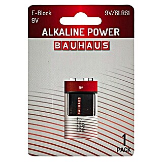 BAUHAUS Pila ALCALINAS 6LR61 9V (Block 9 V, Alcalino manganeso, 9 V, 1 ud.)