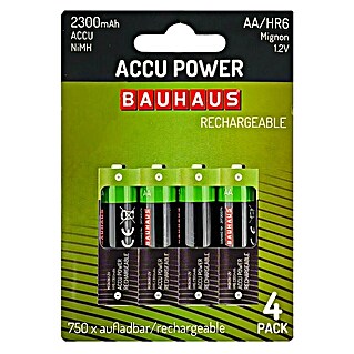 BAUHAUS Pilas recargables HR6 AA (Mignon AA, 2.300 mAh, 4 ud.)