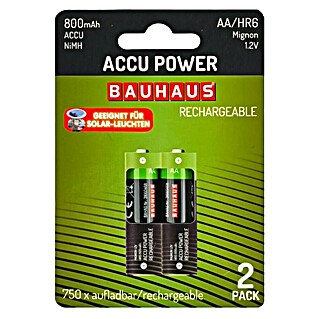 BAUHAUS Pilas recargables AA HR6 Solar (Mignon AA, 800 Ah, 2 ud.)