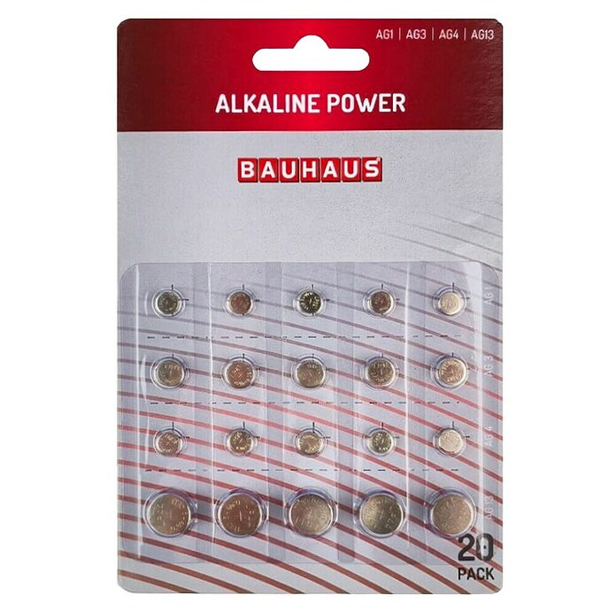 BAUHAUS Pila de botón AG1/AG3/AG4/AG13 pack 20 ud (1,5 V, 20 ud.) | BAUHAUS