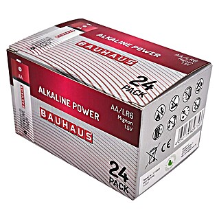 BAUHAUS Pila alcalina AA LR6 pack 24 ud (Mignon AA, Alcalino manganeso, 1,5 V, 24 ud.)