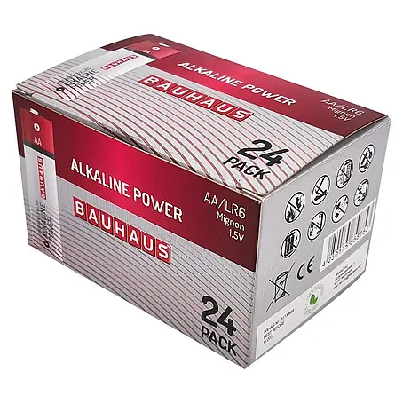 BAUHAUS  Pila alcalina AA LR6 pack 24 ud