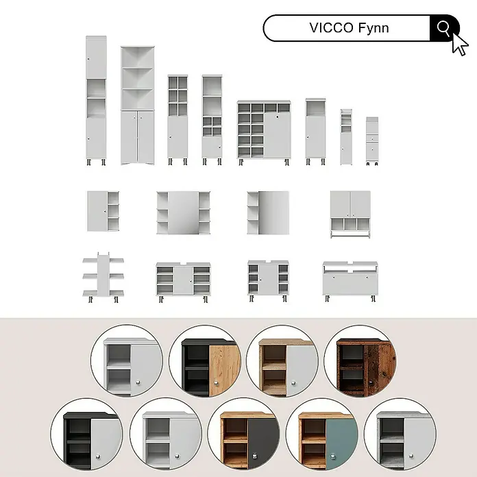 Vicco Spiegelschrank Fynn Weiß - Sonstiges, Weiß