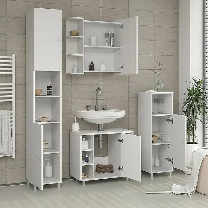 Vicco Spiegelschrank Fynn Weiß - Sonstiges, Weiß