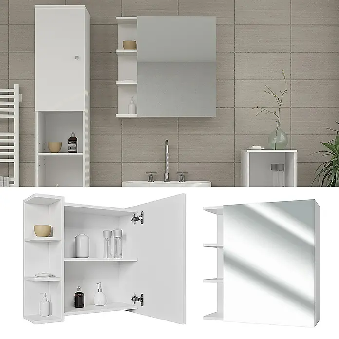 Vicco Spiegelschrank Fynn Weiß - Sonstiges, Weiß