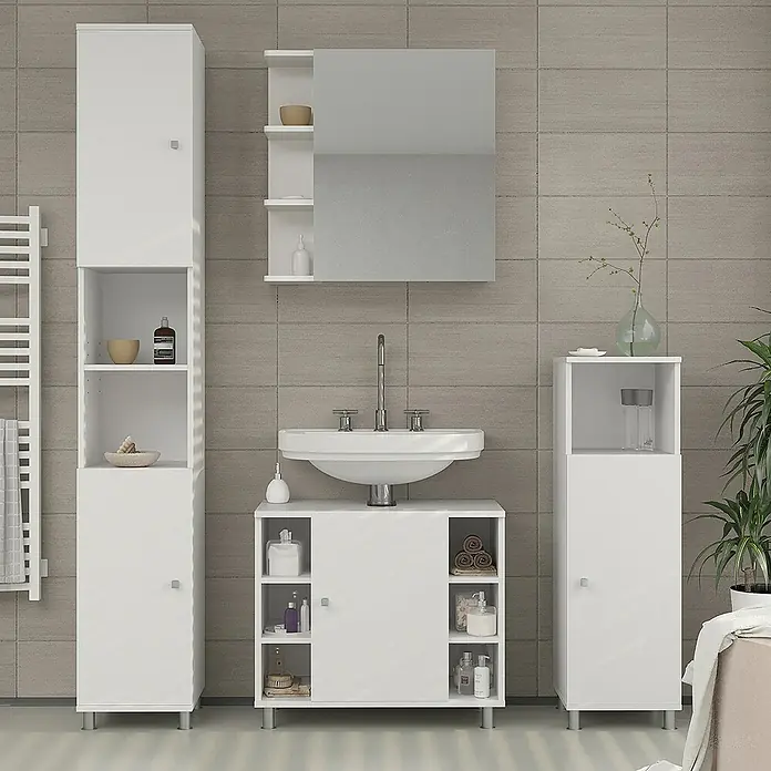 Vicco Spiegelschrank Fynn Weiß - Sonstiges, Weiß