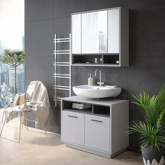 Vicco Spiegelschrank Beatrice Grau/Anthrazit - Sonstiges, Grau/Anthrazit