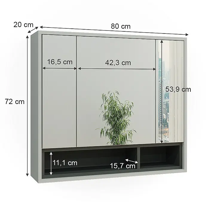 Vicco Spiegelschrank Beatrice Grau/Anthrazit - Sonstiges, Grau/Anthrazit