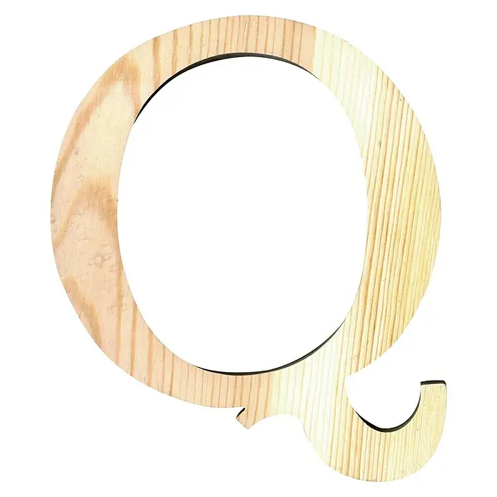 Artemio Letra de madera - Motivo: Q, L x An x Al: 19 x 1 x 19 cm, Madera - Letra de madera Q: Una letra decorativa de madera Q sin terminar, ideal para manualidades y decoraciones personalizadas.