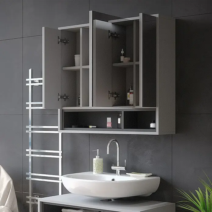 Vicco Spiegelschrank Beatrice Grau/Anthrazit - Sonstiges, Grau/Anthrazit