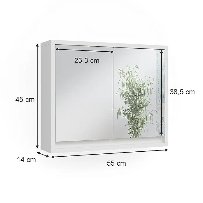 Vicco Spiegelschrank Mila Weiß - B x H: 55 x 45 cm, Sonstiges, Weiß