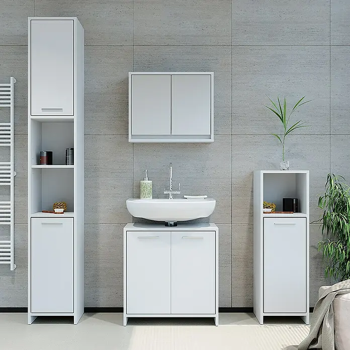 Vicco Spiegelschrank Mila Weiß - B x H: 55 x 45 cm, Sonstiges, Weiß
