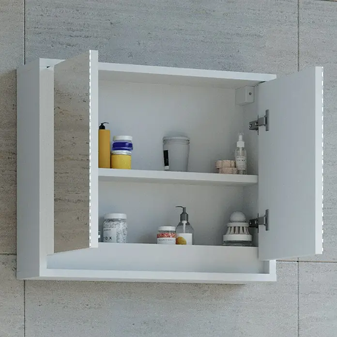 Vicco Spiegelschrank Mila Weiß - B x H: 55 x 45 cm, Sonstiges, Weiß