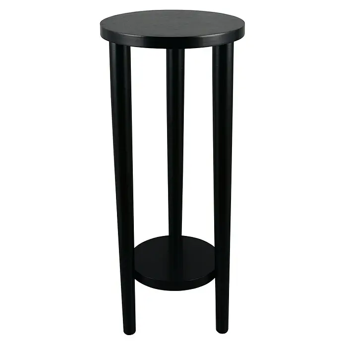 Beistelltisch Acta - Ø x H: 30 x 70 cm, Holz, Schwarz - Elegante schwarze Pflanzensäule. Sie hat eine runde Ablage und eine runde Bodenplatte, die durch schlanke, zylindrische Beine verbunden sind.