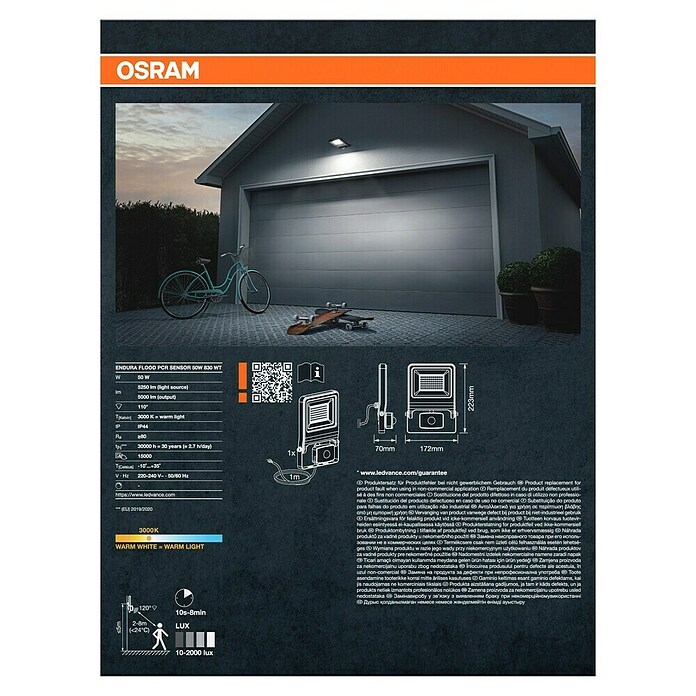 Osram Proyector de LED (Blanco, Sensor, 50 W, IP44)