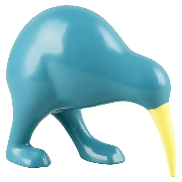 Dekofigur Kibble - L x B x H: 18,5 x 8,5 x 16 cm, Blau, Keramik - Blaue Kiwi-Figur mit gelbem Schnabel. Eine auffällige und stilvolle Dekoration für jedes Zuhause oder Büro, die garantiert alle Blicke auf sich zieht.
