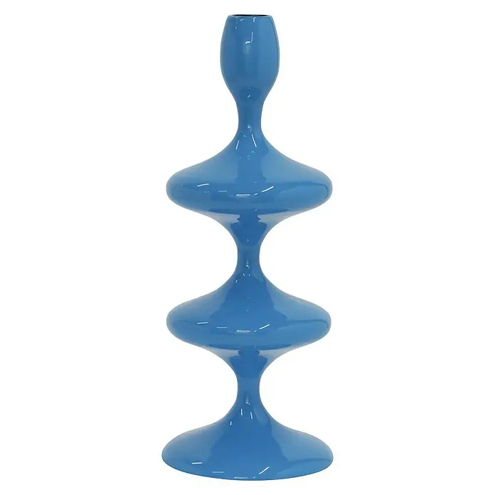 Kerzenhalter Laureen - Ø x H: 11 x 28 cm, Blau, Metall - Blaue Keramikvase mit einzigartigem, modernem Design, ideal für die Dekoration jedes Raumes.