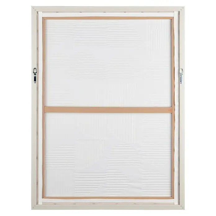 Bild - Norma III, B x H: 60 x 80 cm - Rückseite eines gerahmten Leinwandbildes mit Holzrahmen und Aufhängern zur Präsentation der Struktur und Verarbeitung.
