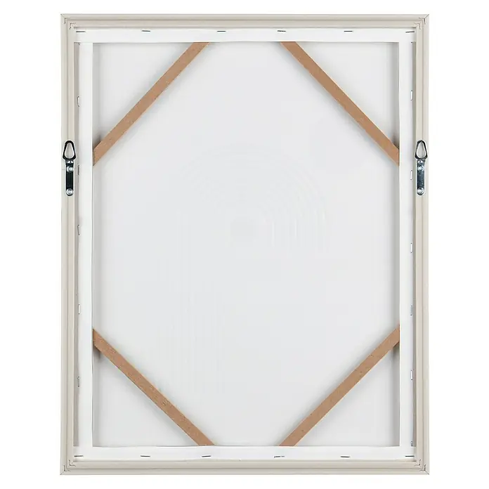 Bild - Norma IV, B x H: 40 x 50 cm - Rückseite eines gerahmten Bildes mit Leinwandstruktur, Holzstützen und Aufhängevorrichtungen, ideal für Wandkunstpräsentationen.