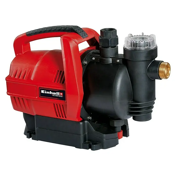 Einhell Hauswasserautomat GC-AW 6333 - 630 W, Max. Fördermenge: 3.300 l/h, Max. Druck: 3,6 bar - Einhell GC-AW 6333 Hauswasserautomat in Rot und Schwarz. Ideal für die Gartenbewässerung und Hauswasserversorgung mit hoher Leistung.