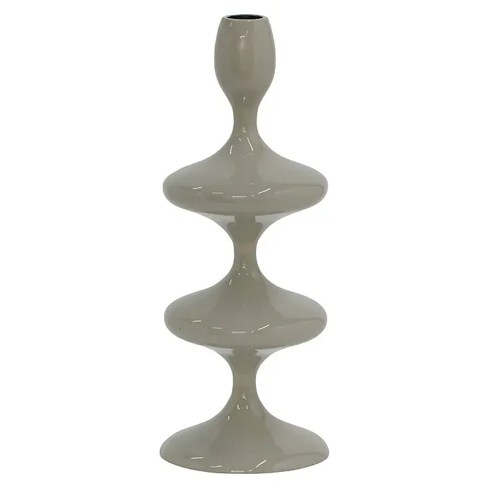 Kerzenhalter Laureen - Ø x H: 11 x 28 cm, Grau, Metall - Elegante graue Vase mit einem einzigartigen Design, das jedem Raum einen Hauch von modernem Stil verleiht. Perfekt für Blumenarrangements.