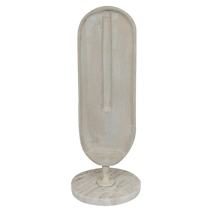 Dekofigur Ahyv - L x B x H: 13 x 13 x 37 cm, Beige, Metall - Stilvolle Skulptur mit länglichem Kopf und minimalistischem Design, ideal als modernes Deko-Element für Ihr Zuhause.