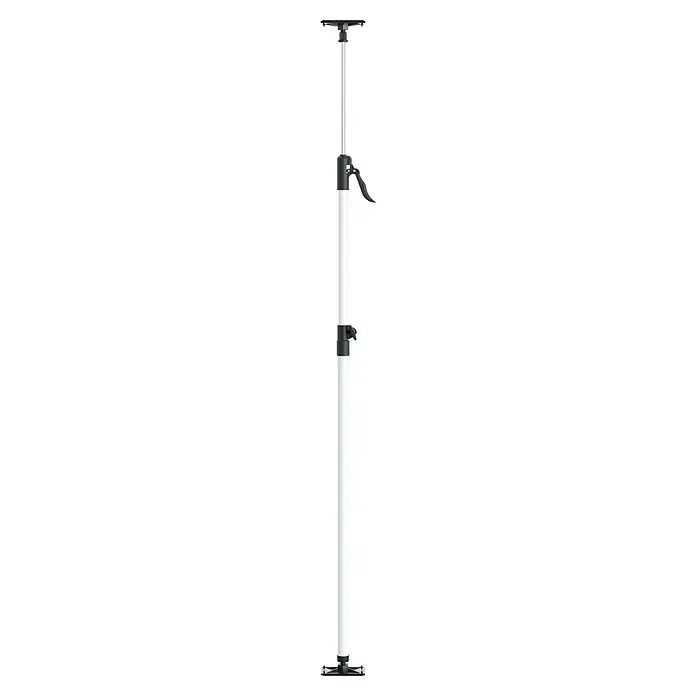 Schnellspann Deckenstützen & Türspanner Montagestütze - Spreizweite: 121 cm - 290 cm - Eine Teleskopstange in Weiß und Grau, die sich ideal für verschiedene Anwendungen eignet und eine flexible Höheneinstellung ermöglicht.